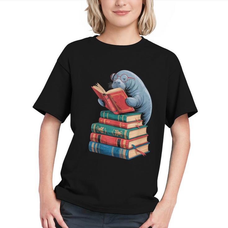 Book Reading Book Reader Manatees Sea Animal Sea Cow Manatee Graphic Youth