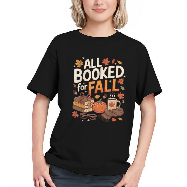 All Booked For Fall Pumpkin Books Thanksgiving Autumn Leaves Graphic Youth