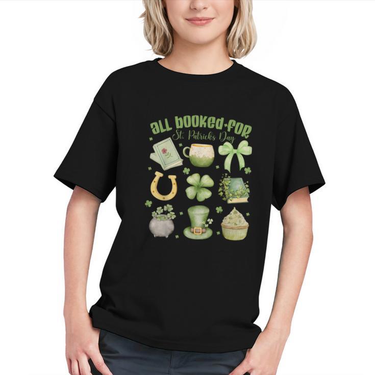 ALL Booked For St Patricks Day Bookish Leprechaun Bookworm Graphic Youth