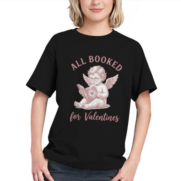 All Booked For Valentines Cute Cherub Vintage Book Lover Graphic Youth