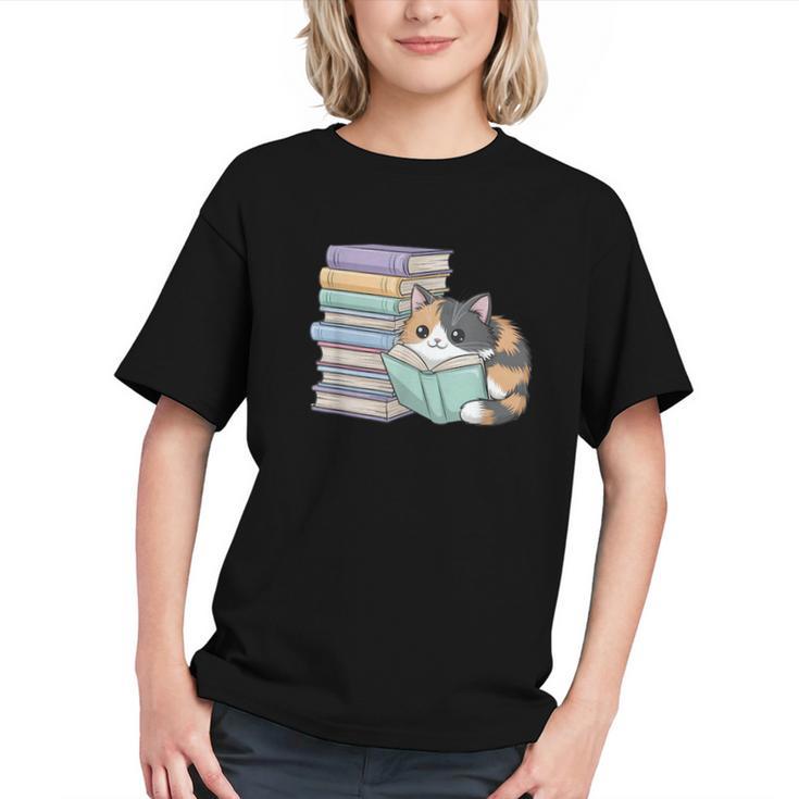 Cat On Books Pets Cats Reading Book Nerd Read Reader Bookcat Graphic Youth