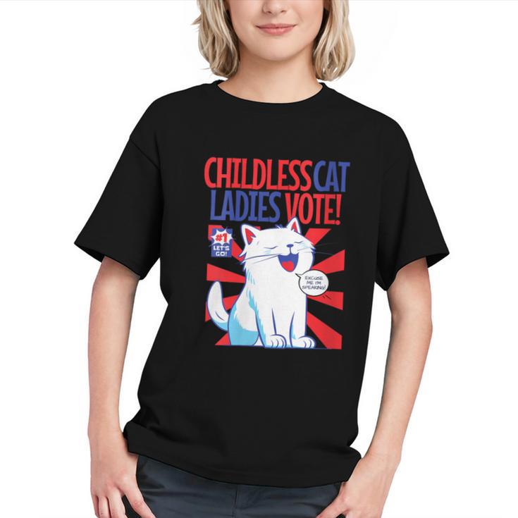 Childless Cat Ladies Vote Kamala Harris Cute Comic Book Cat Graphic Youth