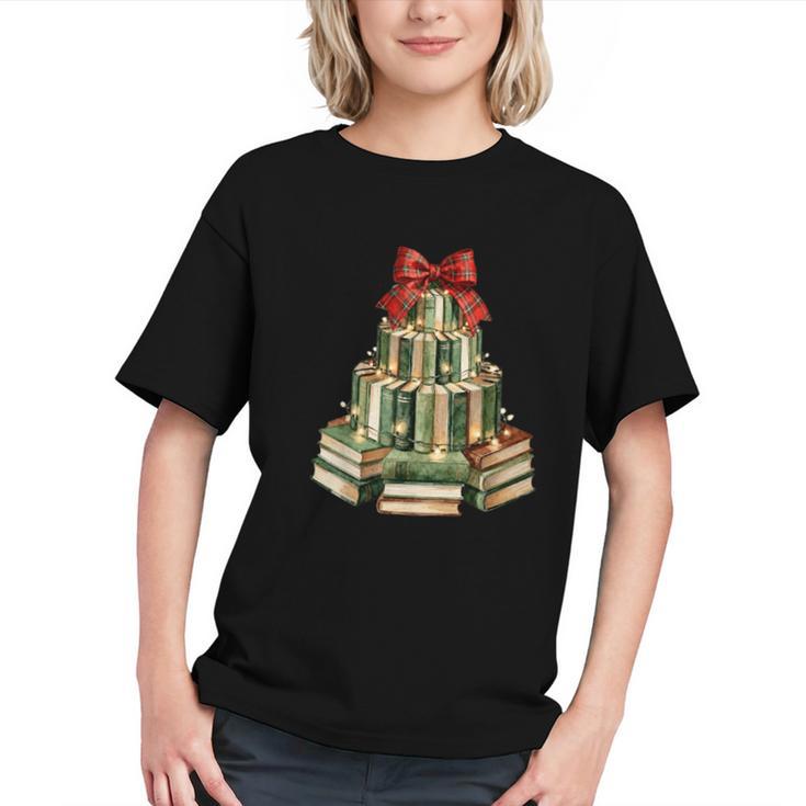 Christmas Book Tree Coquette Bow Xmas Reading Librarian Girl Graphic Youth