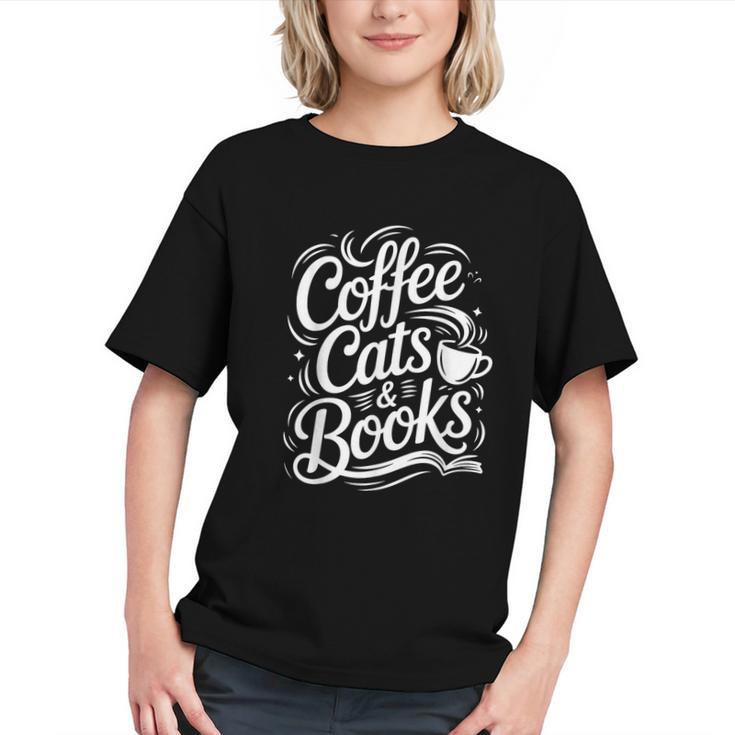 Coffee Cats & Books Reading Book Lover Reader Graphic Youth