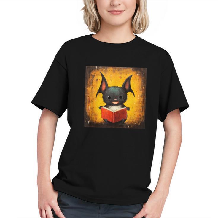 Colorful Sketch Oil Painting Of A Bat Reading Book Graphic Youth