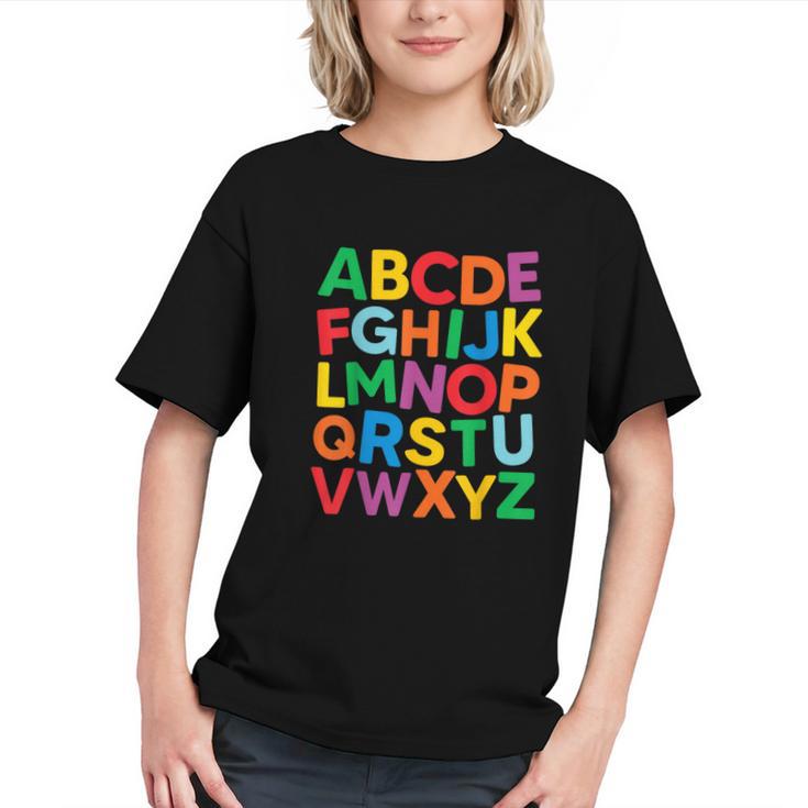 Cute ABCs Shirt Alphabet Colorful Letters Reading Books Kids Graphic Youth