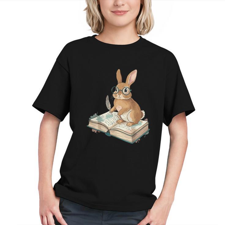 Cute Bunny Reading Book Glasses Bookworm Graphic Youth