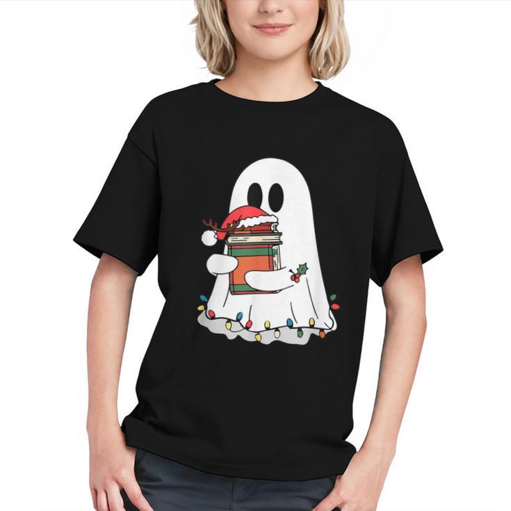 Cute Ghost Holding Books Bookish Christmas Graphic Youth
