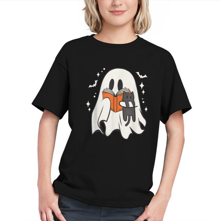 Cute Ghost Reading Book Spooky Season Halloween Costume Kids Graphic Youth