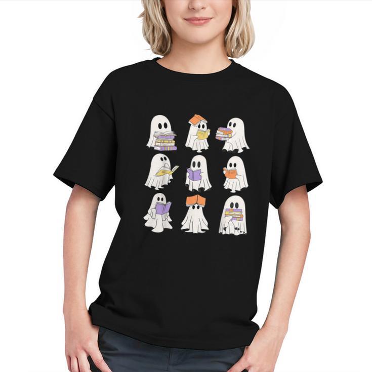 Cute Ghost Reading Books Teacher Halloween Reading Men Women Kids Graphic Youth