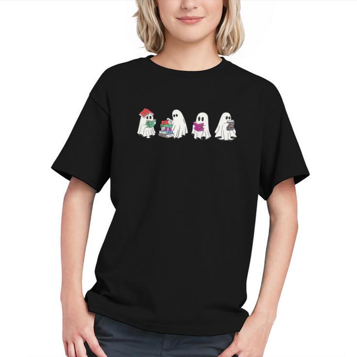 Cute Ghosts Reading Books Lover Spooky Season Halloween Graphic Youth