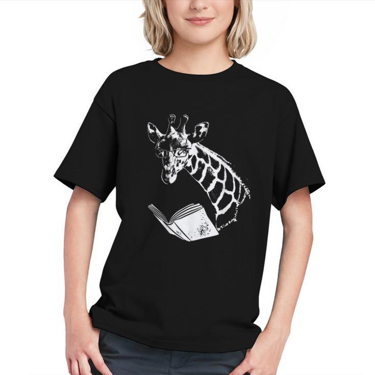 Cute Giraffe Wear Glasses Reading Book Librarian Bookworm Graphic Youth