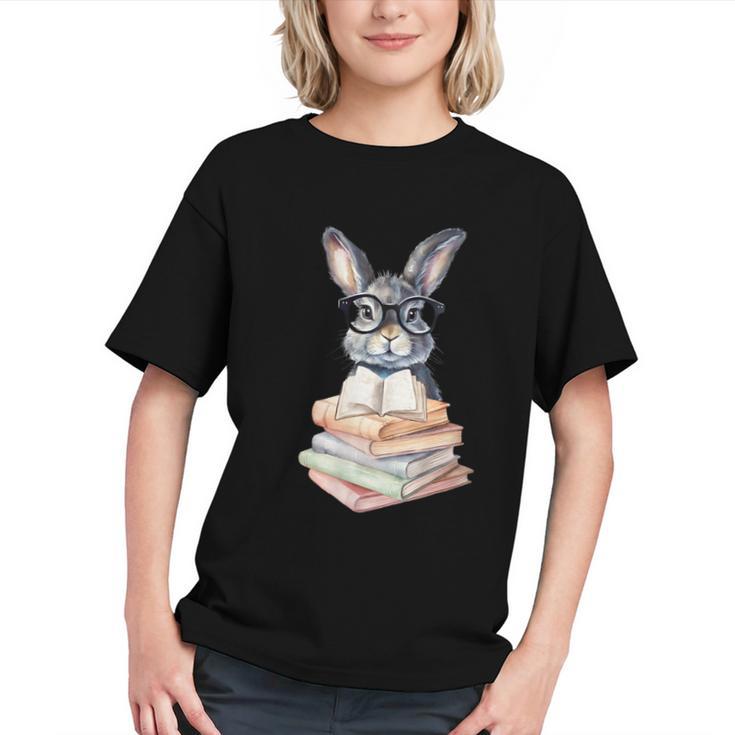 Cute Reading Bunny With Glasses Books Reader Book Bookworm Graphic Youth