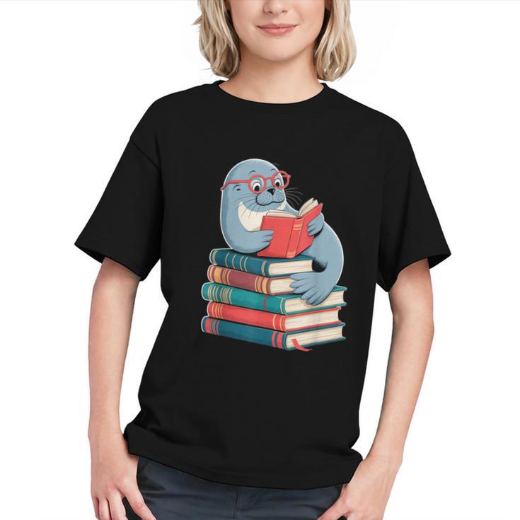 Cute Reading Seal On Books Book Lover Graphic Youth