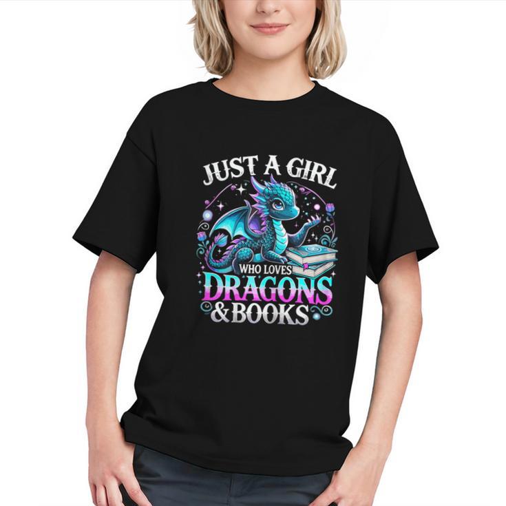 Dragon Reading Just A Girl Who Loves Dragons And Books Graphic Youth