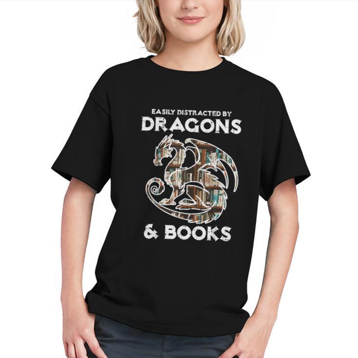 Easily Distracted By Dragons Books Bookworm Women Men Kids Graphic Youth