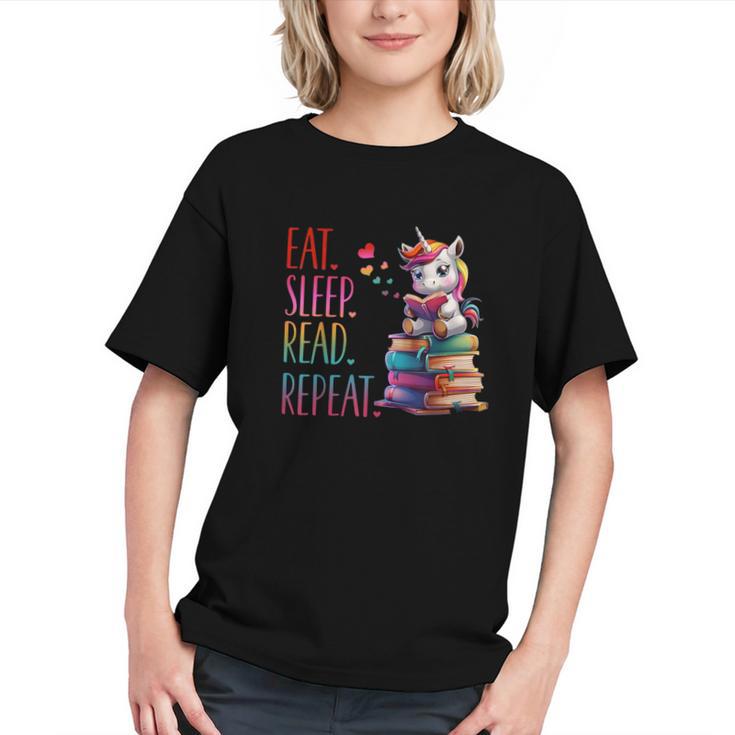 Eat Sleep Read Repeat Unicorn Read Book Reading Lovers Kids Graphic Youth