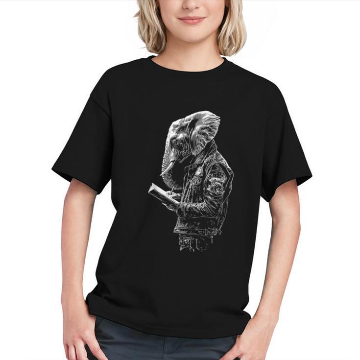 Elephant Holds Book Wriing Motif Animal Artwork Elephant Graphic Youth