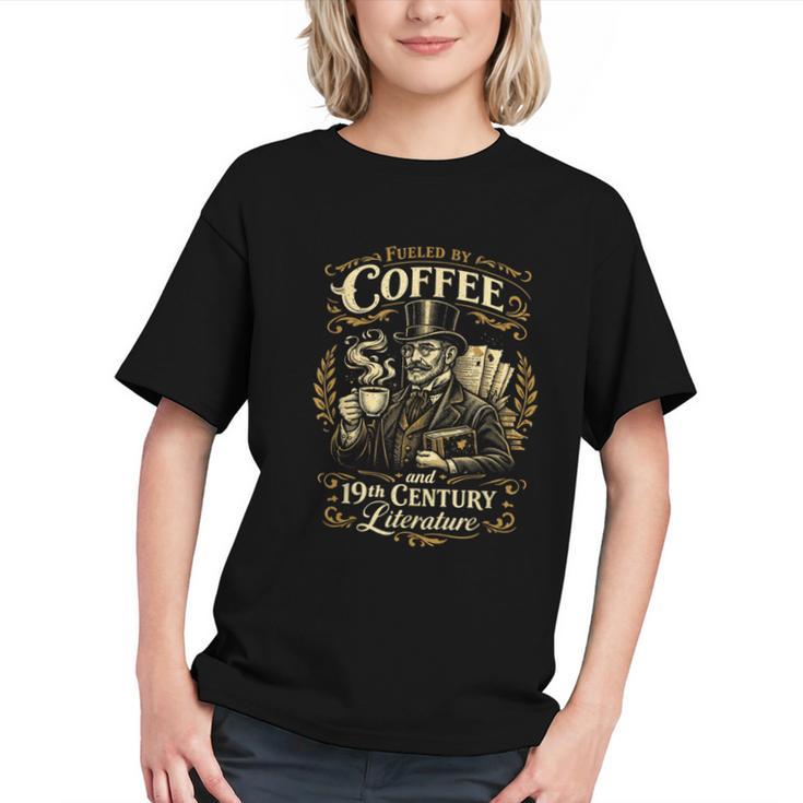 Fueled By Coffee And 19th Century Literature Book Tee Graphic Youth