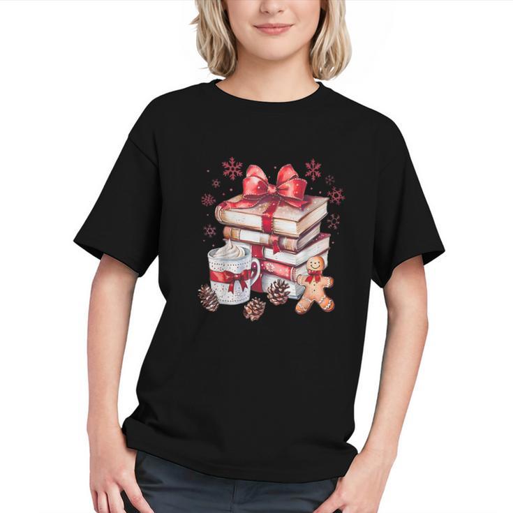 Girly Coquette Gingerbread Books And Hot Cocoa Cozy Season Graphic Youth