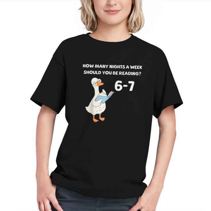 Goose Reading 67 Six Seven Meme Teacher Book Lover Graphic Youth