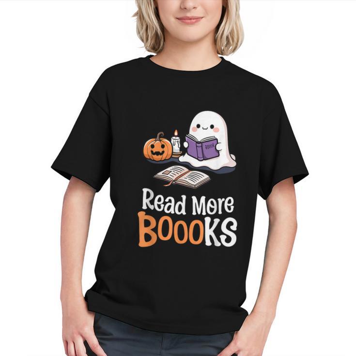 Halloween Teacher Women Cute Reading Ghost Read More Books Graphic Youth