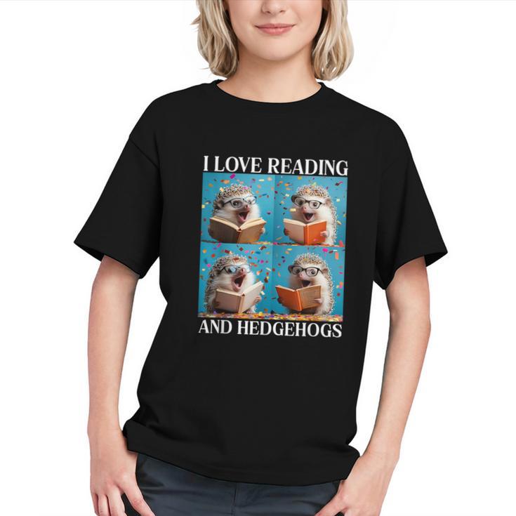 Hedgehog Love Reading And Hedgehogs Child Book Lover Graphic Youth