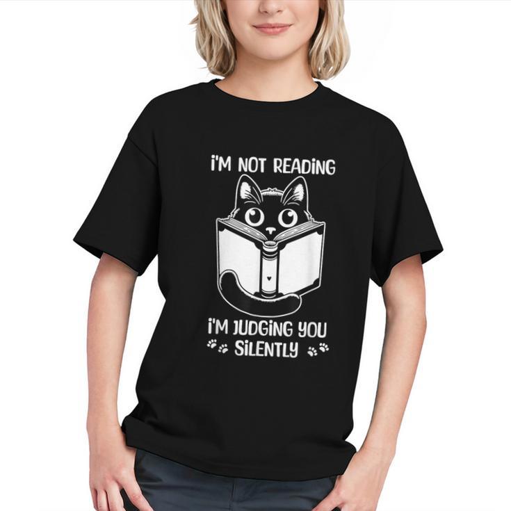 I’m Not Reading I’m Judging You Silently Fun Cat Book Lover Graphic Youth