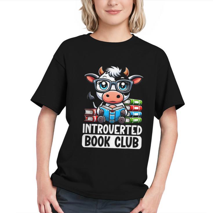 Introverted Book Club Reading Lover Cow Graphic Youth