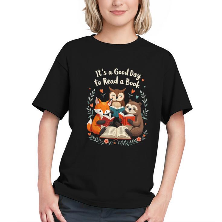 Its A Good Day To Read Book Cute Fox Sloth Owl Novel Reading Graphic Youth