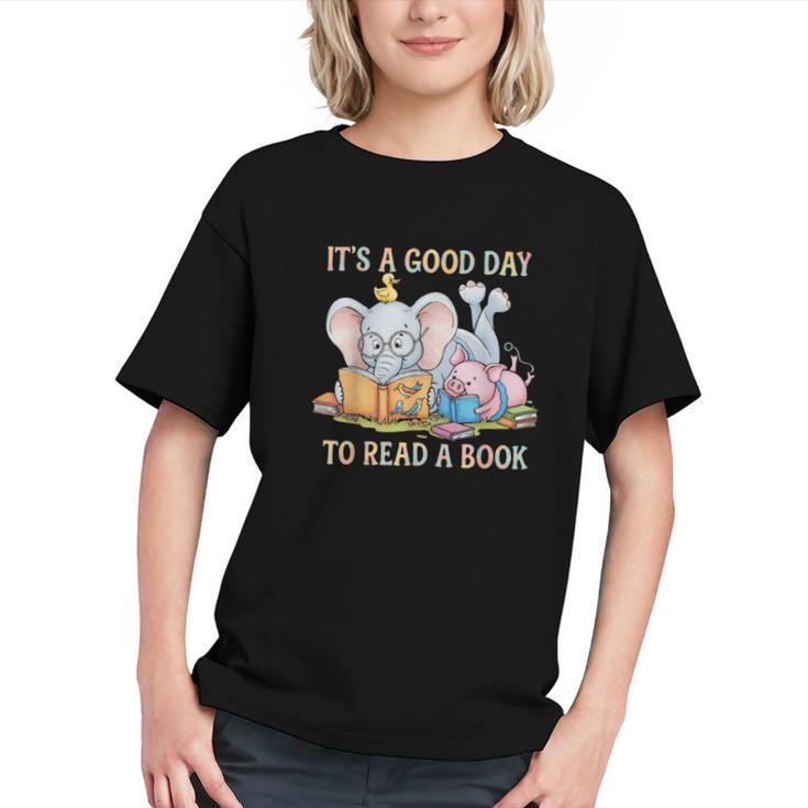 Its A Good Day To Read A Book Cute Pig & Elephant Adventure Graphic Youth