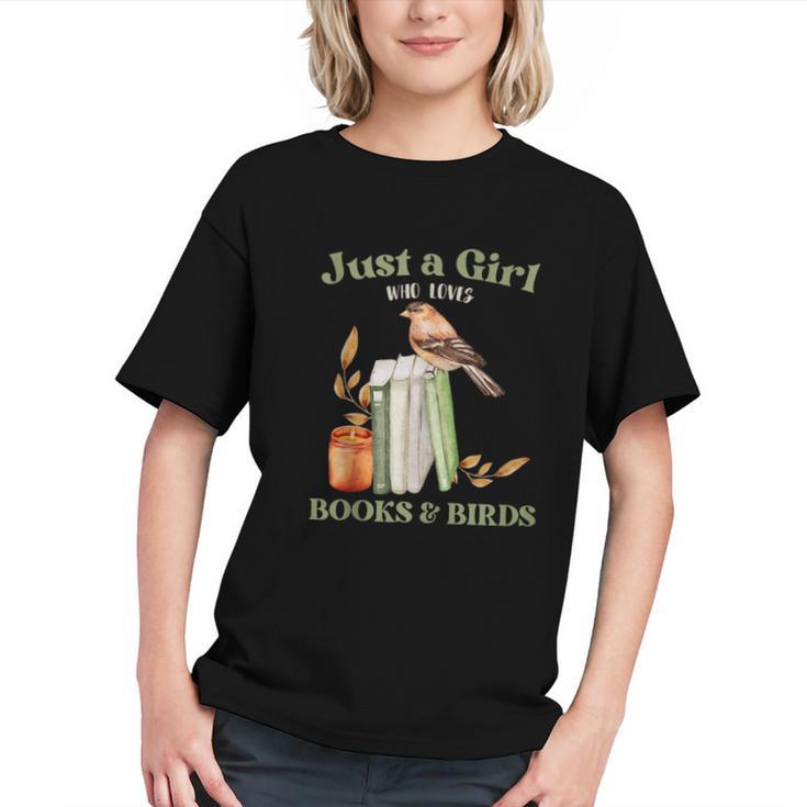 Just a Girl Who Loves Books And Birds Book Reading Bird Love Graphic Youth