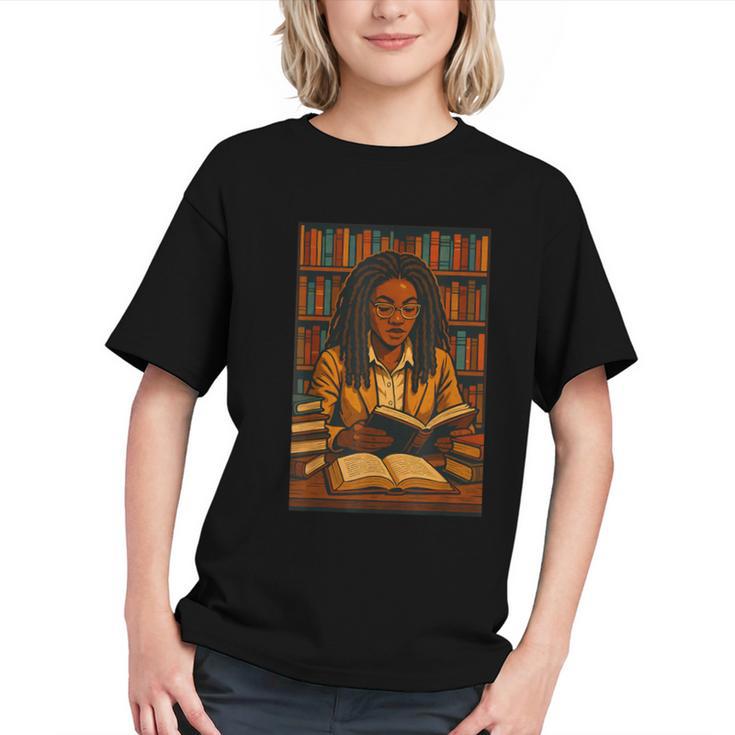 Melanin Girl Locs Book Lover Librarian Teacher Student Graphic Youth
