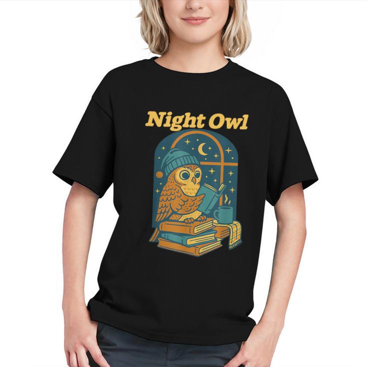Night Owl Cozy Reading Tea Coffee Lover Bookworm Cute Graphic Youth