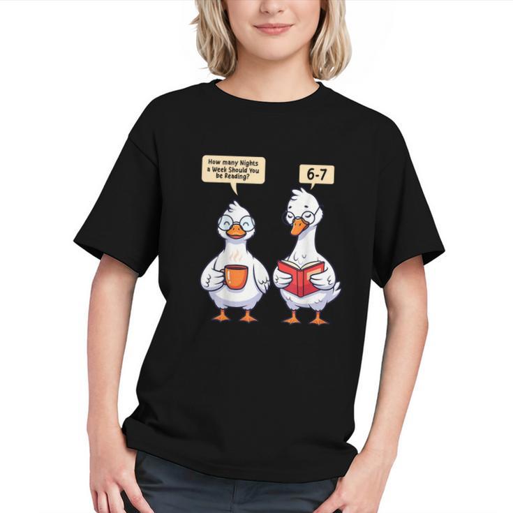 How Many Nights Reading Goose Book Lover Reader Graphic Youth