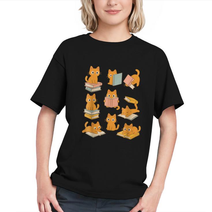 Orange Cats Reading Books Cat Lover Graphic Youth
