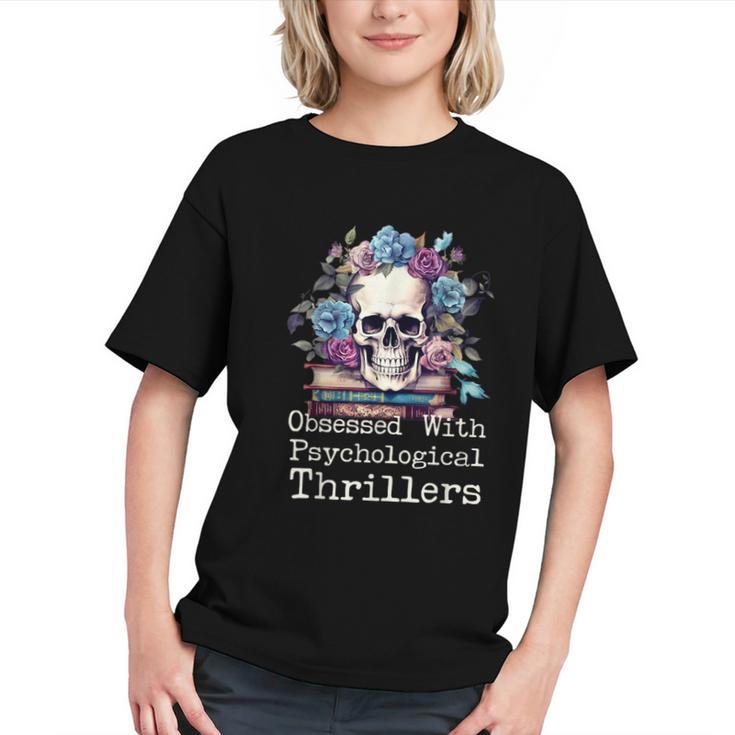 Psychological Thriller Reader Fan Skull Flowers Books Graphic Youth
