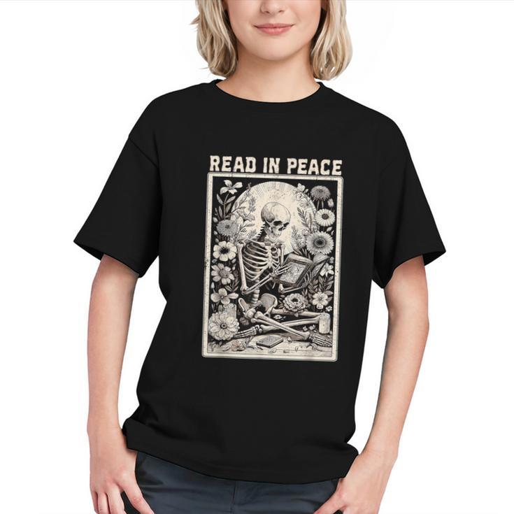 Read In Peace Skeleton Book Lover Bookworm Book Graphic Youth
