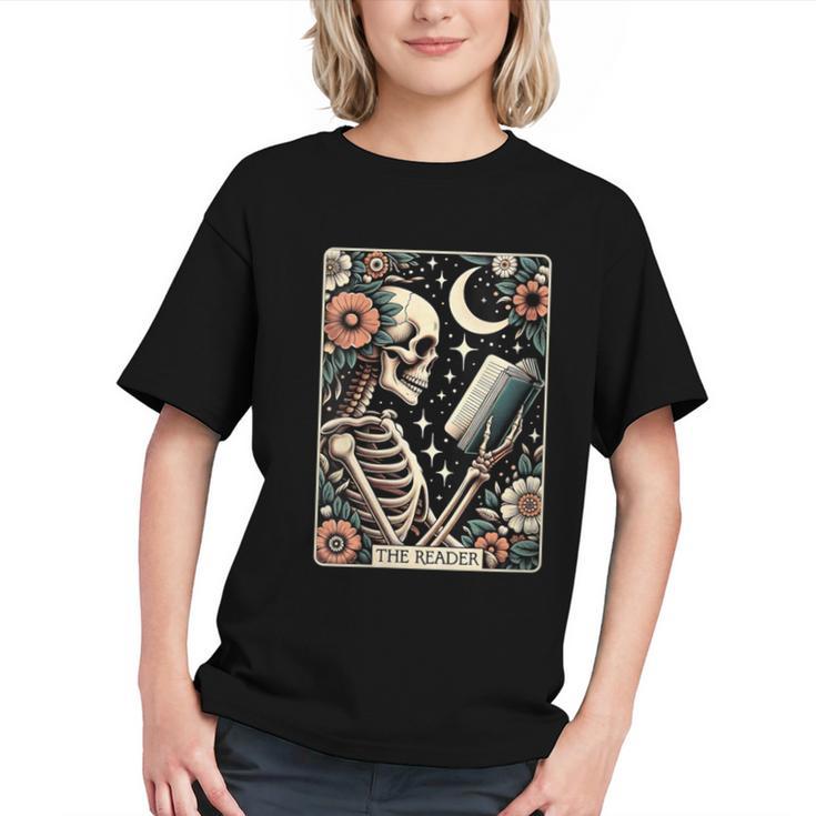 The Reader Tarot Card Skeleton Reading Book Bookworm Bookish Graphic Youth