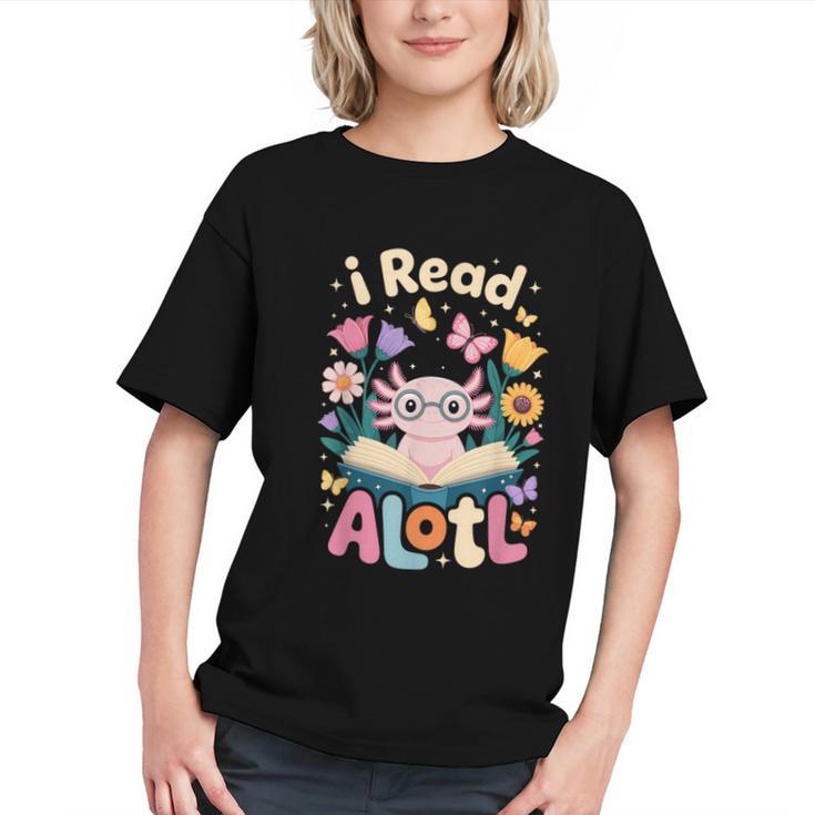 Reading Axolotl Book Lover Wildflowers Graphic Youth