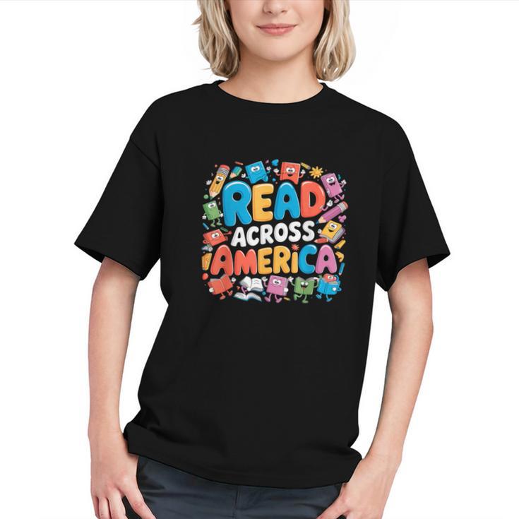 Reads Across Tee America Books Reader Reading Teacher Graphic Youth