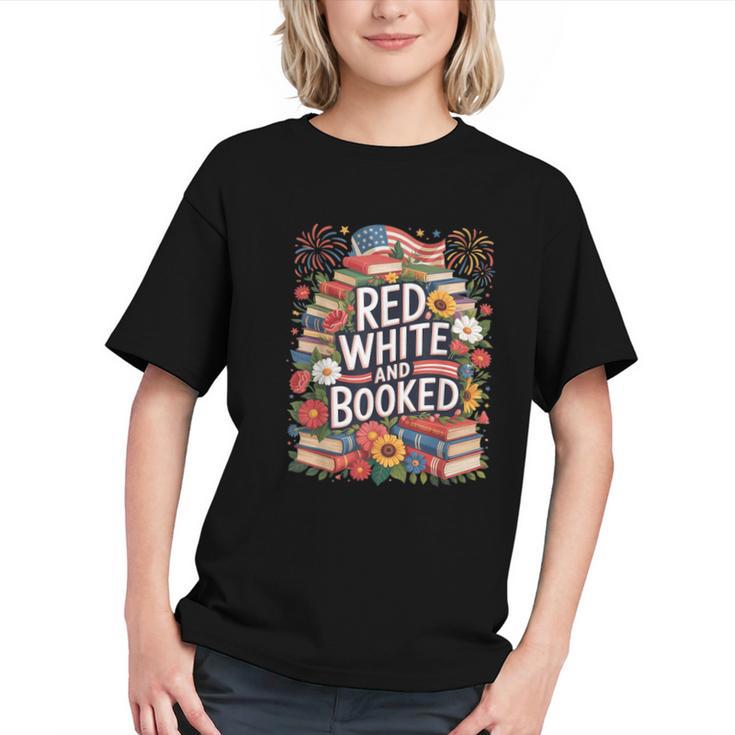 Retro Floral Red & Booked Library Reading 4th Of July Graphic Youth