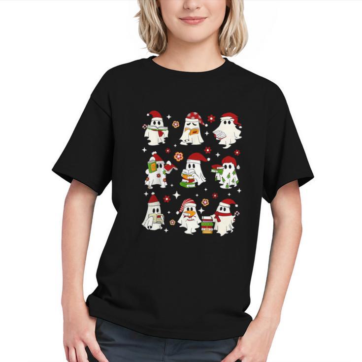 Santa Ghost Reading Books Christmas Library Teacher Graphic Youth