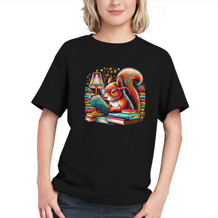 Squirrel Reading a Book Lover Bookworm Graphic Youth