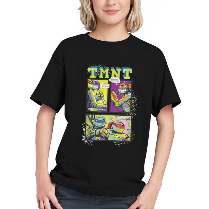 Teenage Mutant Ninja Turtles Retro Neon Comic Book Panels Graphic Youth