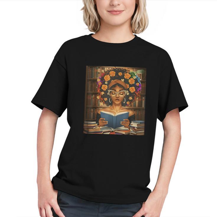 History Month Black Afro Girl Women Book Lovers Flower Graphic Youth