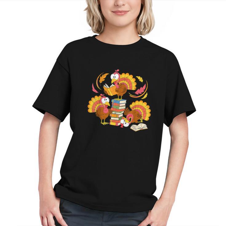 Turkey Reading Books Fall Thanksgiving Teacher Librarian Graphic Youth