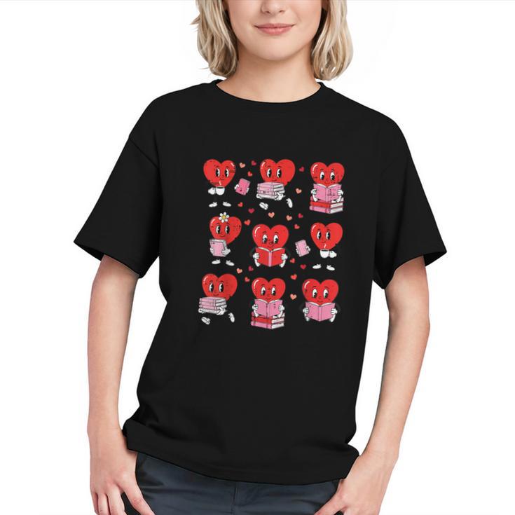 Valentines Day Librarian Heart Reading Book Women Men Kids Graphic Youth