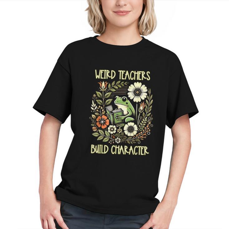 Weird Teachers Build Character Frog Reading Book Librarian Graphic Youth