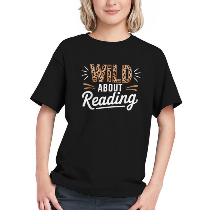 Wild About Reading Books Reader Lover Bookworm Leopard Print Graphic Youth